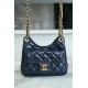 CHANEL 23C Early Spring Resort Collection Flap Bag Deep Blue Glossy Wrinkled Calfskin  