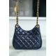 CHANEL 23C Early Spring Resort Collection Flap Bag Deep Blue Glossy Wrinkled Calfskin  