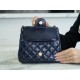 CHANEL 23C Early Spring Resort Collection Flap Bag Deep Blue Glossy Wrinkled Calfskin  