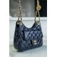 CHANEL 23C Early Spring Resort Collection Flap Bag Deep Blue Glossy Wrinkled Calfskin  