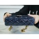 CHANEL 23C Early Spring Resort Collection Flap Bag Deep Blue Glossy Wrinkled Calfskin  