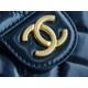 CHANEL 23C Early Spring Resort Collection Flap Bag Deep Blue Glossy Wrinkled Calfskin  