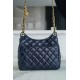 CHANEL 23C Early Spring Resort Collection Flap Bag Deep Blue Medium Glossy Wrinkled Calfskin  