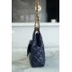 CHANEL 23C Early Spring Resort Collection Flap Bag Deep Blue Medium Glossy Wrinkled Calfskin  