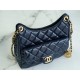 CHANEL 23C Early Spring Resort Collection Flap Bag Deep Blue Medium Glossy Wrinkled Calfskin  