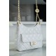 CHANEL 23C Early Spring Resort Collection Flap Bag White Medium Glossy Wrinkled Calfskin  