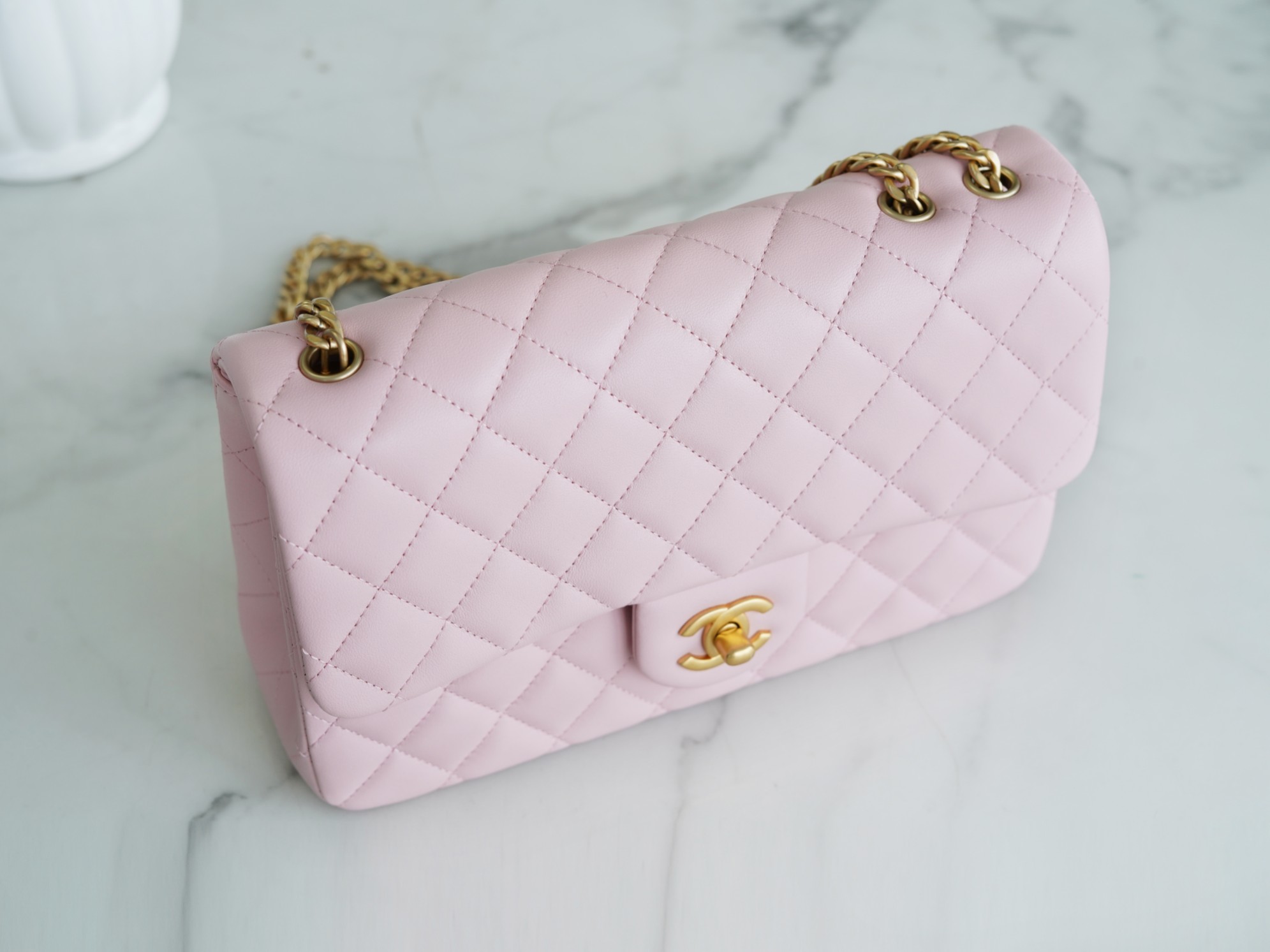 CHANEL 23S Camellia Adjustable Buckle CF Small Sakura Pink Lambskin  