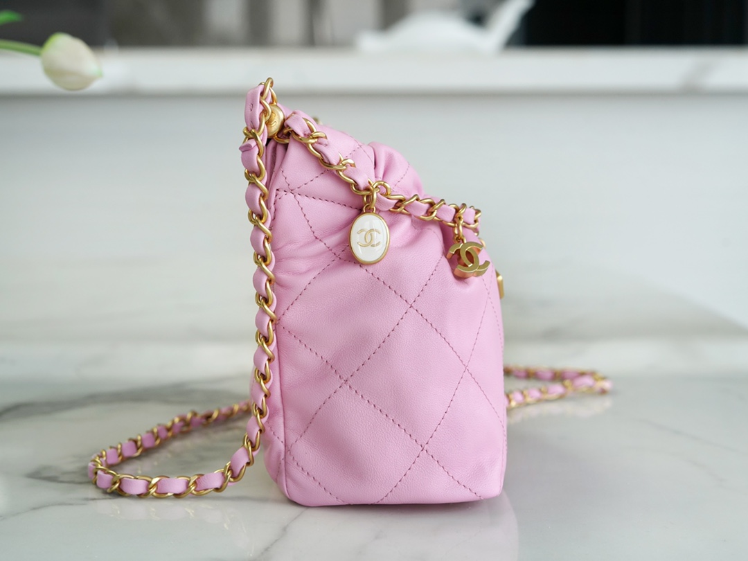 Chanel 23P Mini 22 Bag Small Fortune Bag Pink Lambskin