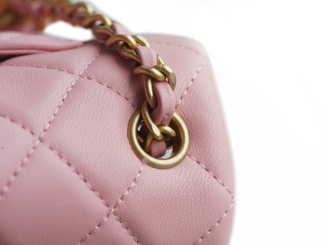 Chanel Metal Ball Square Bag Pink Lambskin  