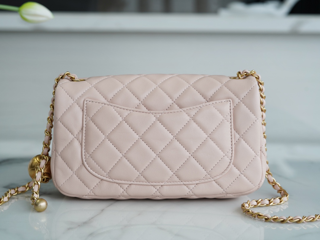 Chanel Metal Ball Square Bag Sakura Pink Lambskin  