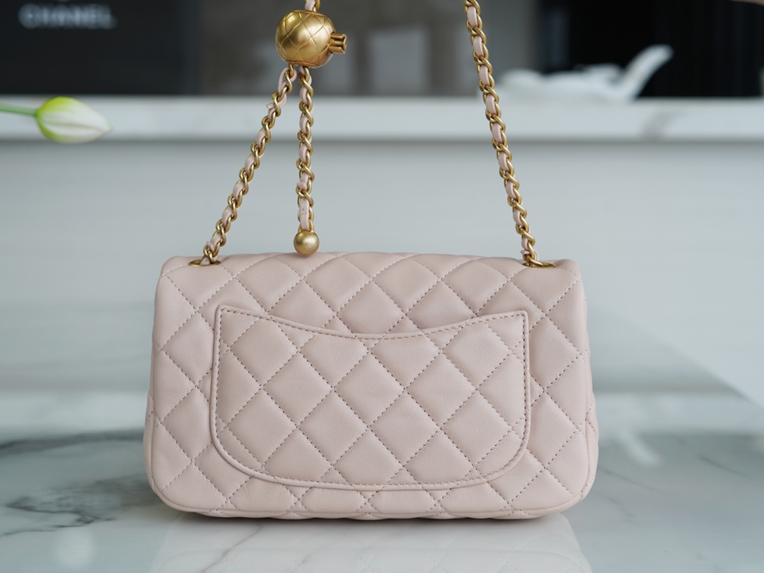 Chanel Metal Ball Square Bag Sakura Pink Lambskin  