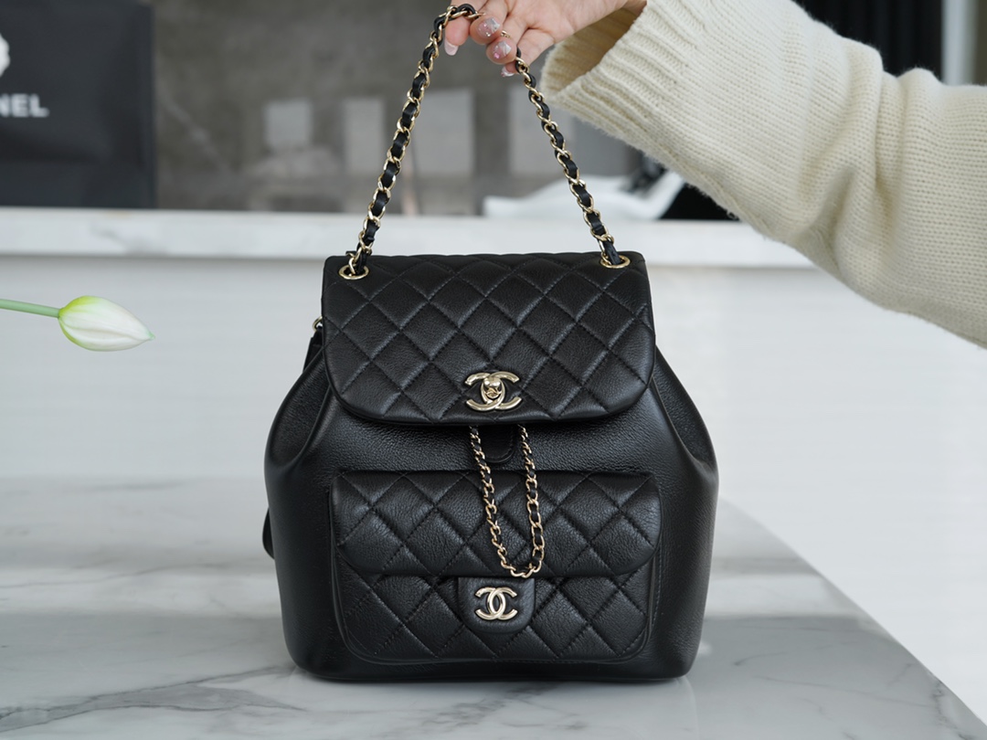 CHANEL 23C New Duma Backpack Black Large  