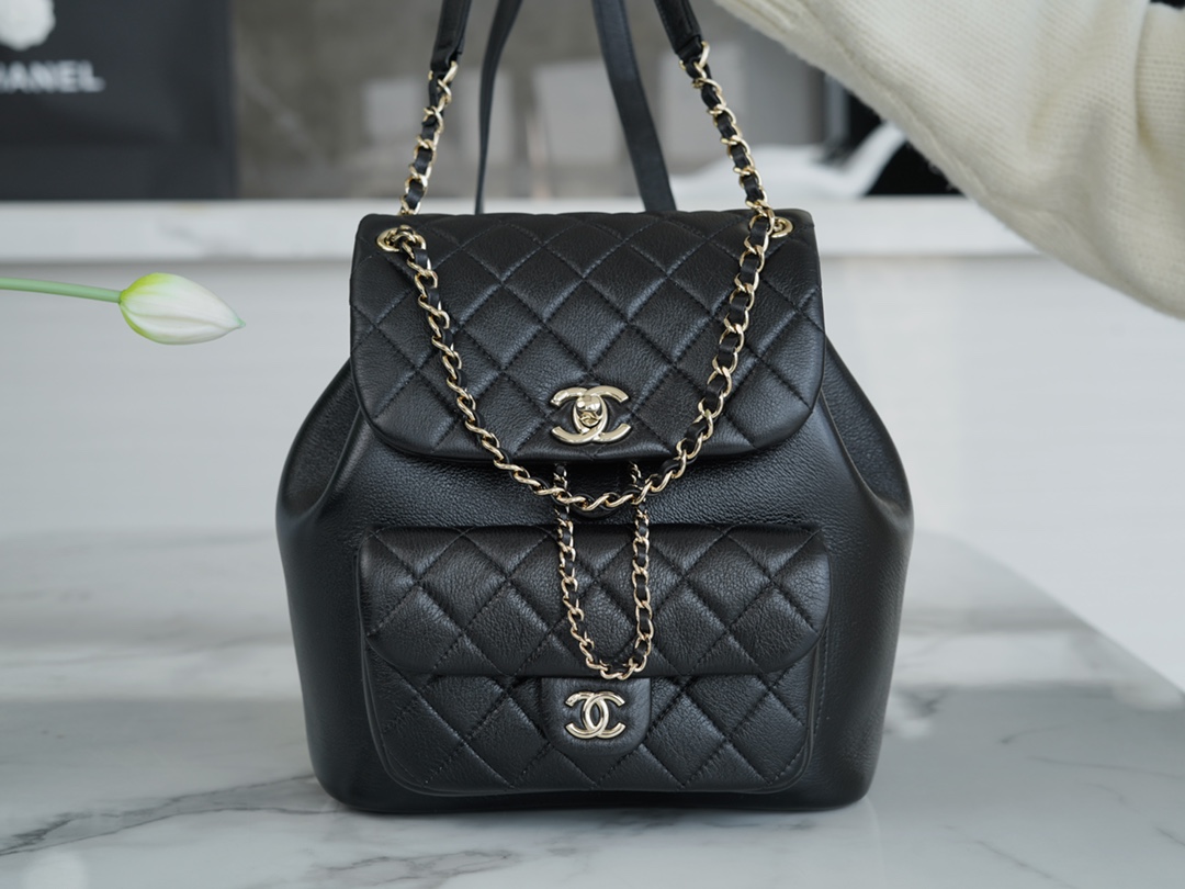 CHANEL 23C New Duma Backpack Black Large  