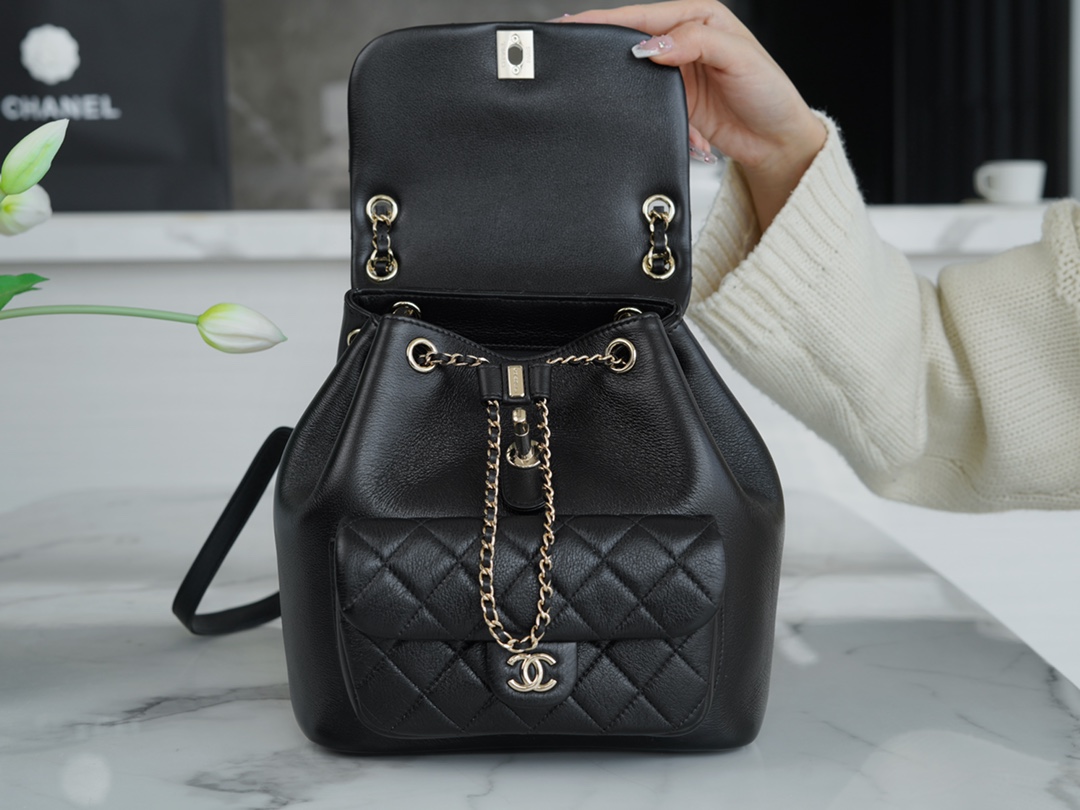 CHANEL 23C New Duma Backpack Black Large  