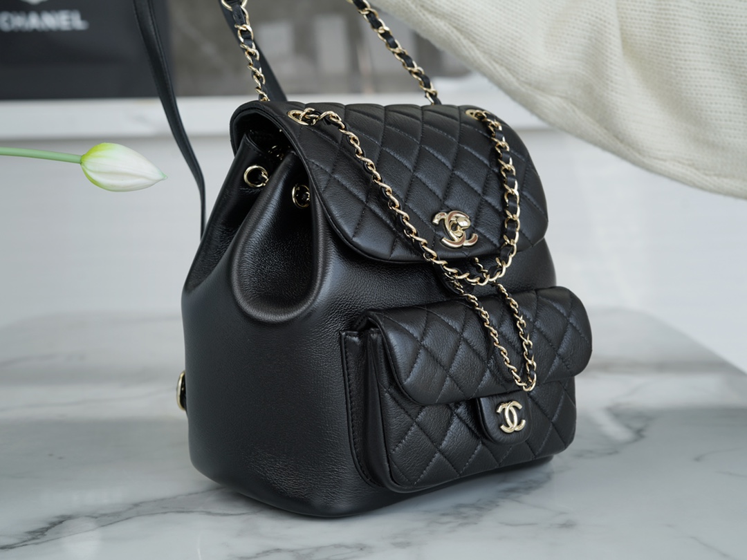 CHANEL 23C New Duma Backpack Black Large  