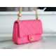 CHANEL 23P Spring/Summer New Heart Adjustable Buckle Square Bag Red Calfskin  