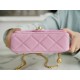 CHANEL 23P Spring/Summer New Heart Adjustable Buckle Square Bag Pink Pebbled Calfskin  