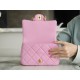 CHANEL 23P Spring/Summer New Heart Adjustable Buckle Square Bag Pink Pebbled Calfskin  