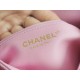 CHANEL 23P Spring/Summer New Heart Adjustable Buckle Square Bag Pink Pebbled Calfskin  