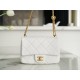 CHANEL 23P Spring/Summer New Heart Adjustable Buckle Square Bag White Calfskin