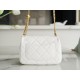 CHANEL 23P Spring/Summer New Heart Adjustable Buckle Square Bag White Calfskin