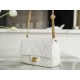 CHANEL 23P Spring/Summer New Heart Adjustable Buckle Square Bag White Calfskin