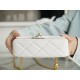 CHANEL 23P Spring/Summer New Heart Adjustable Buckle Square Bag White Calfskin