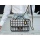 CHANEL 22K Long Black and White Check Tweed Messenger Bag  