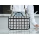 CHANEL 22K Long Black and White Check Tweed Messenger Bag  