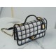 CHANEL 22K Long Black and White Check Tweed Messenger Bag  