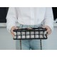 CHANEL 22K Long Black and White Check Tweed Messenger Bag  