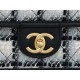 CHANEL 22K Long Black and White Check Tweed Messenger Bag  