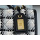 CHANEL 22K Long Black and White Check Tweed Messenger Bag  