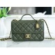 CHANEL 22K Messenger Tofu Bag Large Olive Green Calfskin  