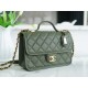 CHANEL 22K Messenger Tofu Bag Large Olive Green Calfskin  