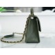 CHANEL 22K Messenger Tofu Bag Large Olive Green Calfskin  