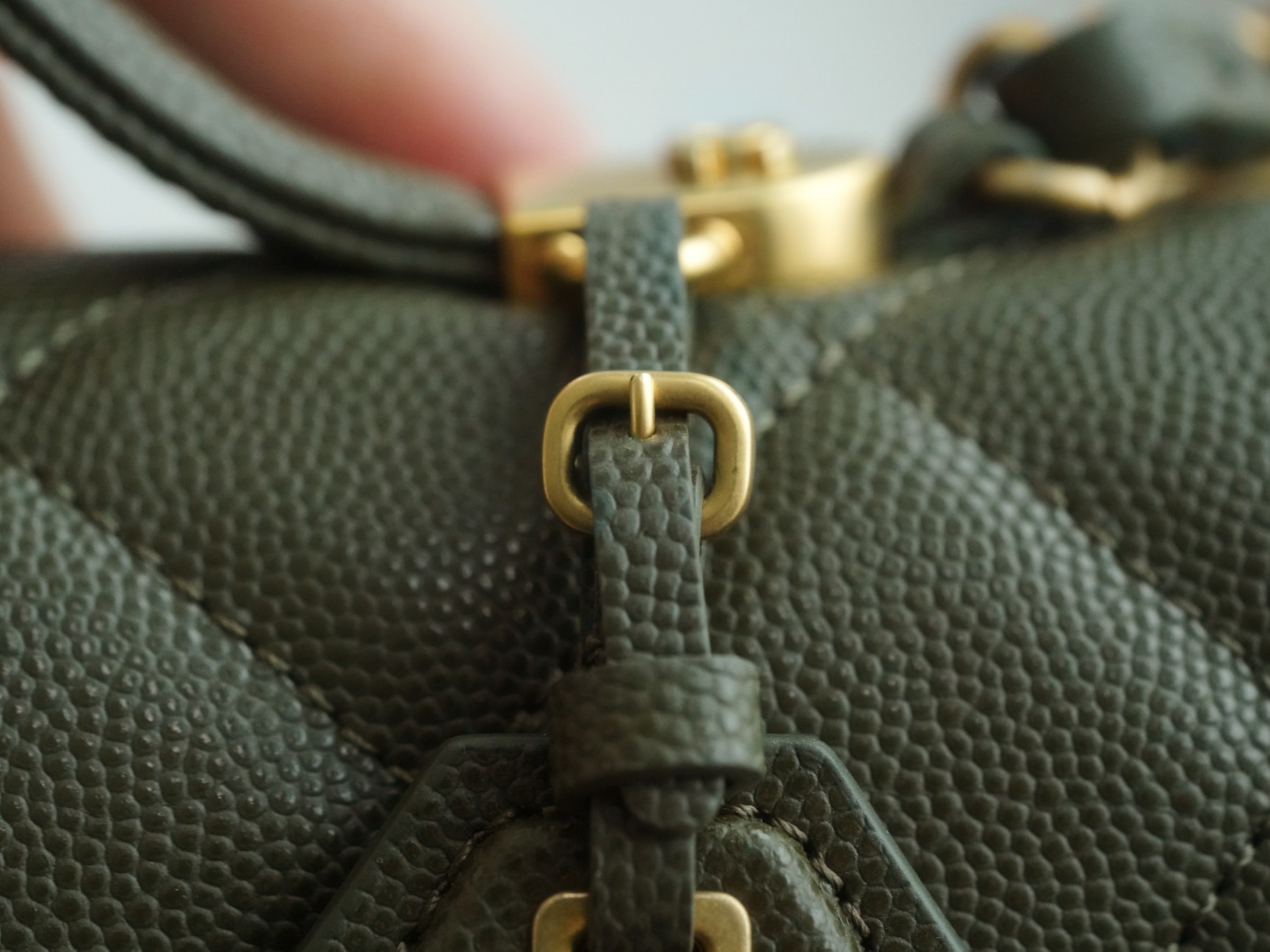 CHANEL 22K Messenger Tofu Bag Large Olive Green Calfskin  