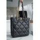 CHANEL 22B 19BAG Tote Black and Gold Small Lambskin  