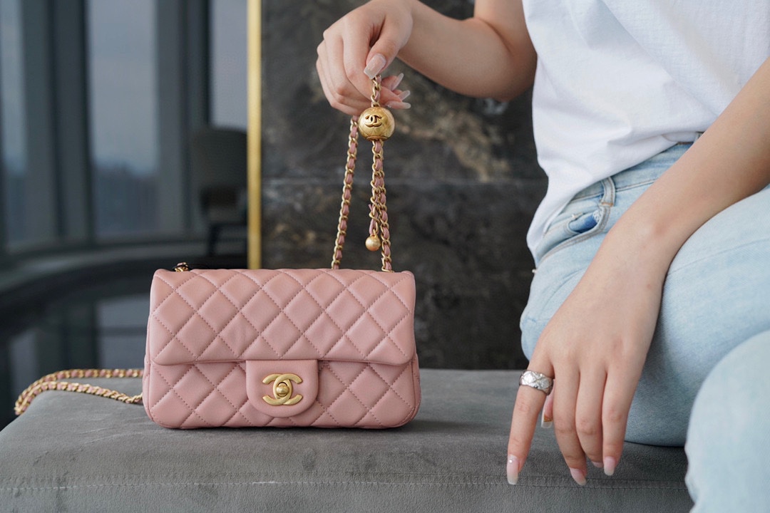 Chanel Metal Ball Square Chunky Bag Dried Rose Pink  