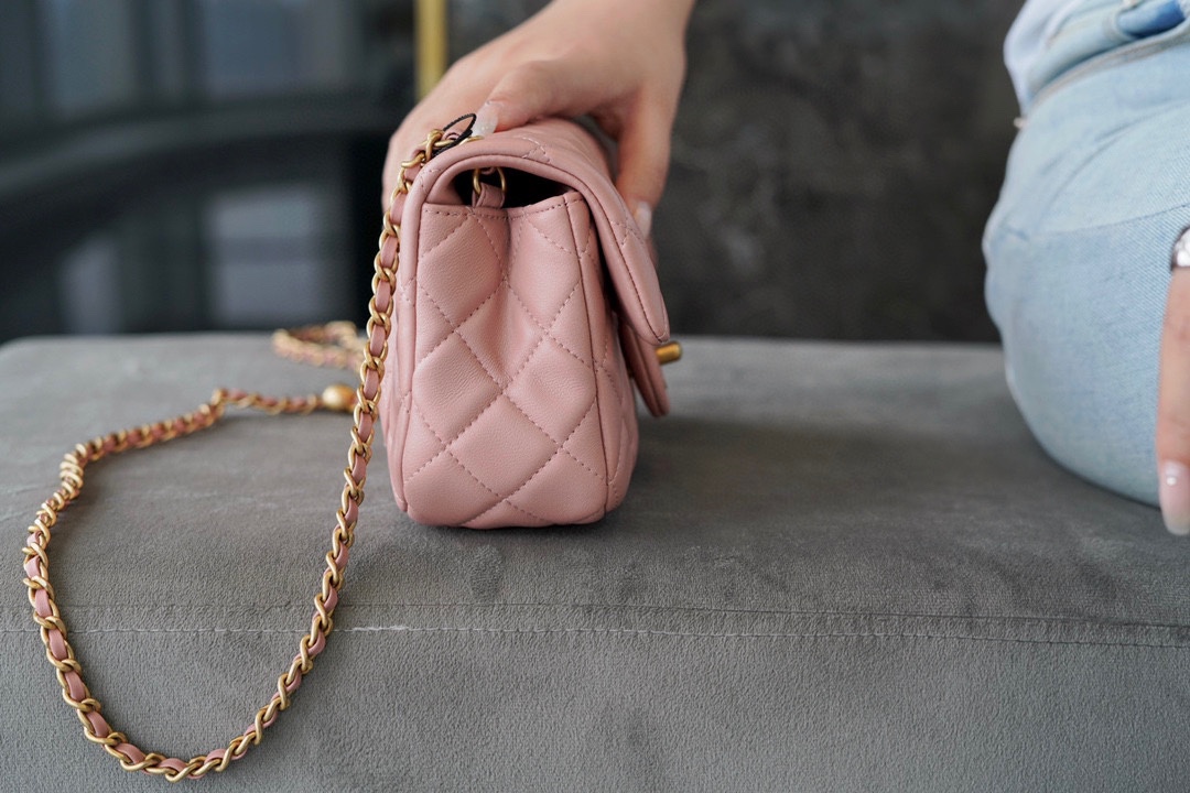 Chanel Metal Ball Square Chunky Bag Dried Rose Pink  