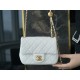 Chanel Metal Ball Square Chunky Bag White Small Lambskin  