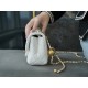 Chanel Metal Ball Square Chunky Bag White Small Lambskin  