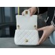 Chanel Metal Ball Square Chunky Bag White Small Lambskin  