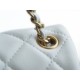 Chanel Metal Ball Square Chunky Bag White Small Lambskin  