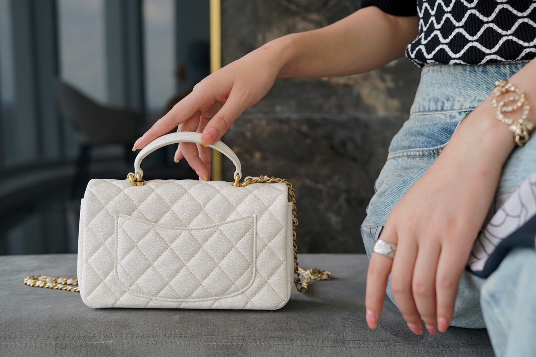 CHANEL 2021 SS Spring/Summer New Handle CF Mini White  