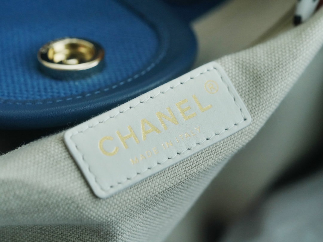 CHANEL 23P Maxi Shopping Bag Blue Calfskin  