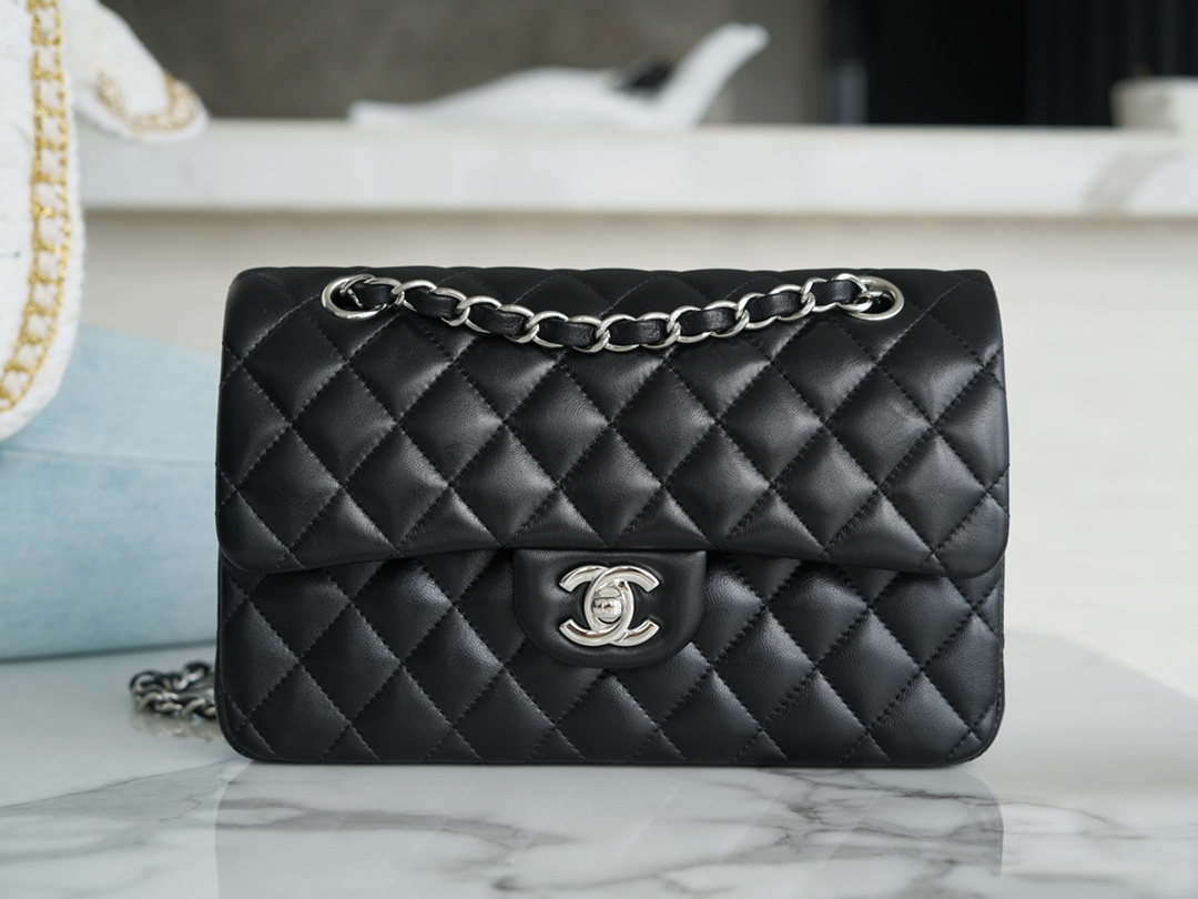 Classic Flap Classic Flap Black and Silver Small Lambskin  