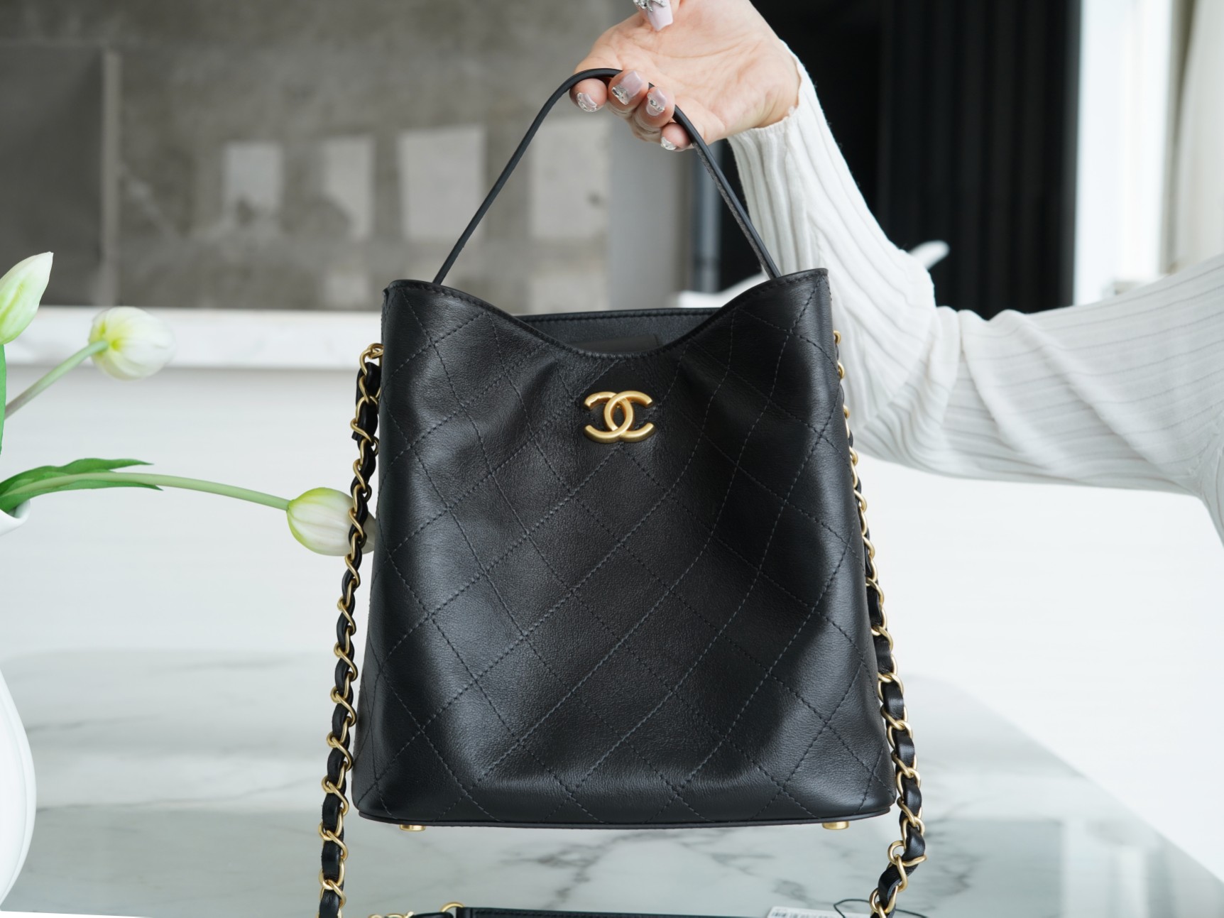 CHANEL 22B Bucket Bag Calfskin  