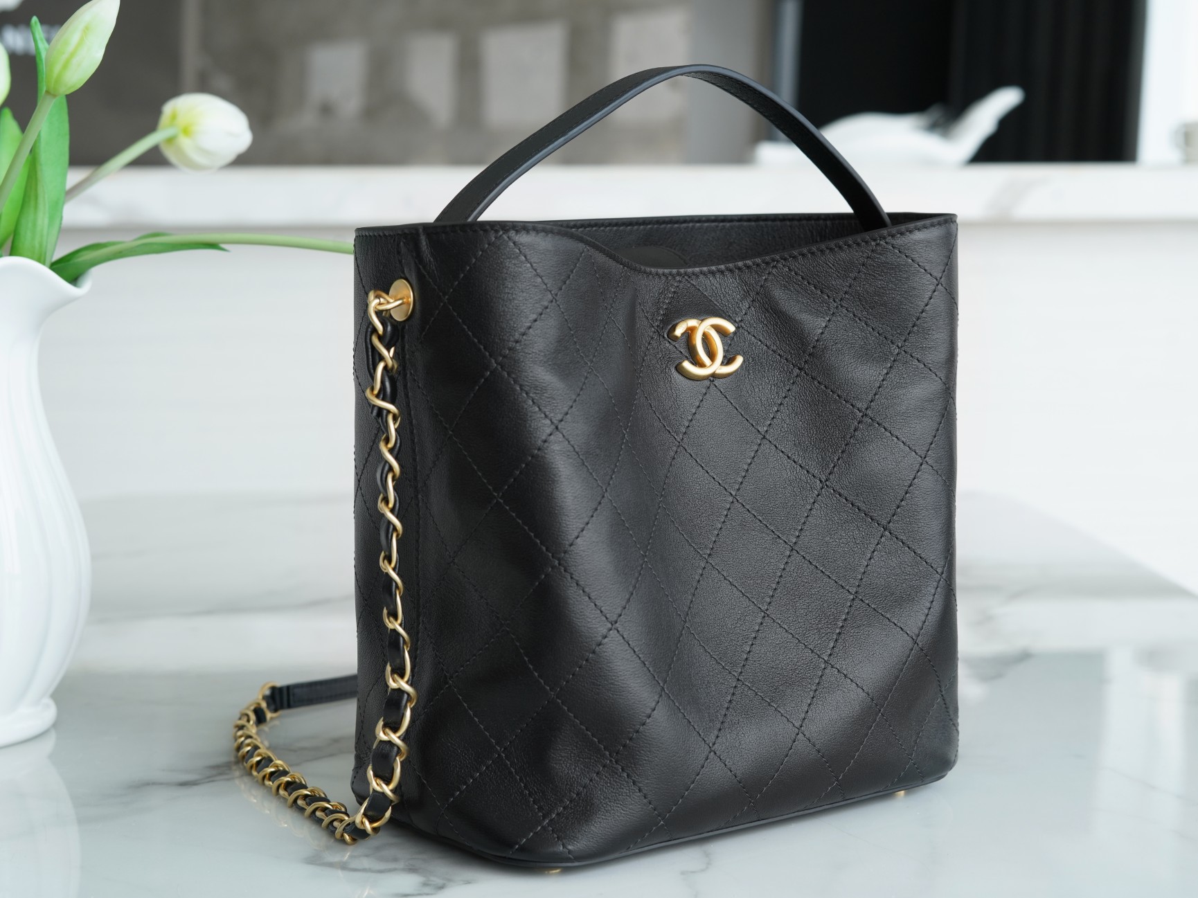 CHANEL 22B Bucket Bag Calfskin  