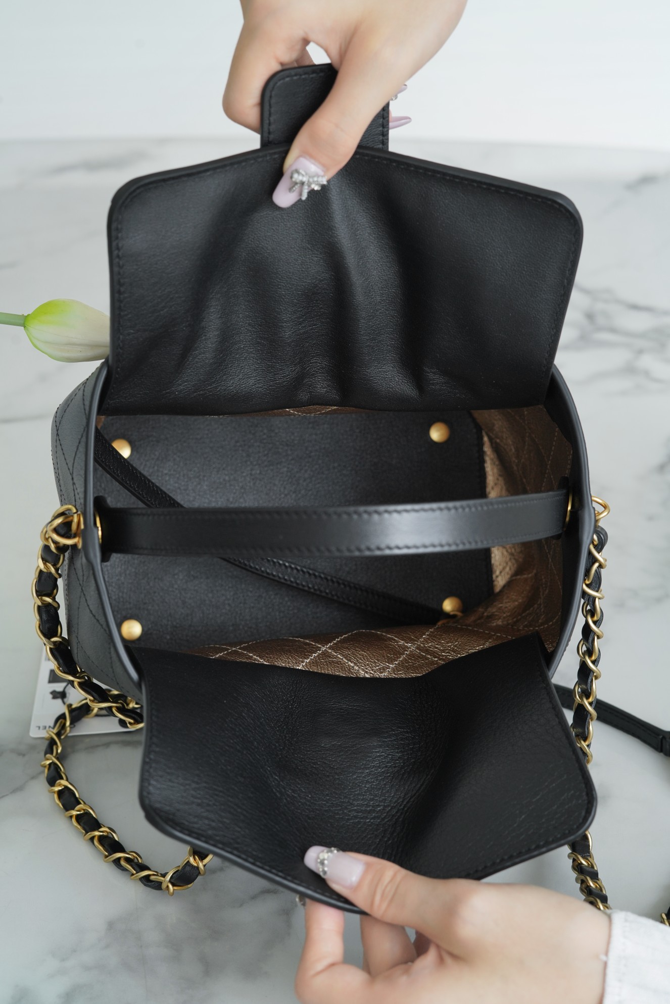 CHANEL 22B Bucket Bag Calfskin  